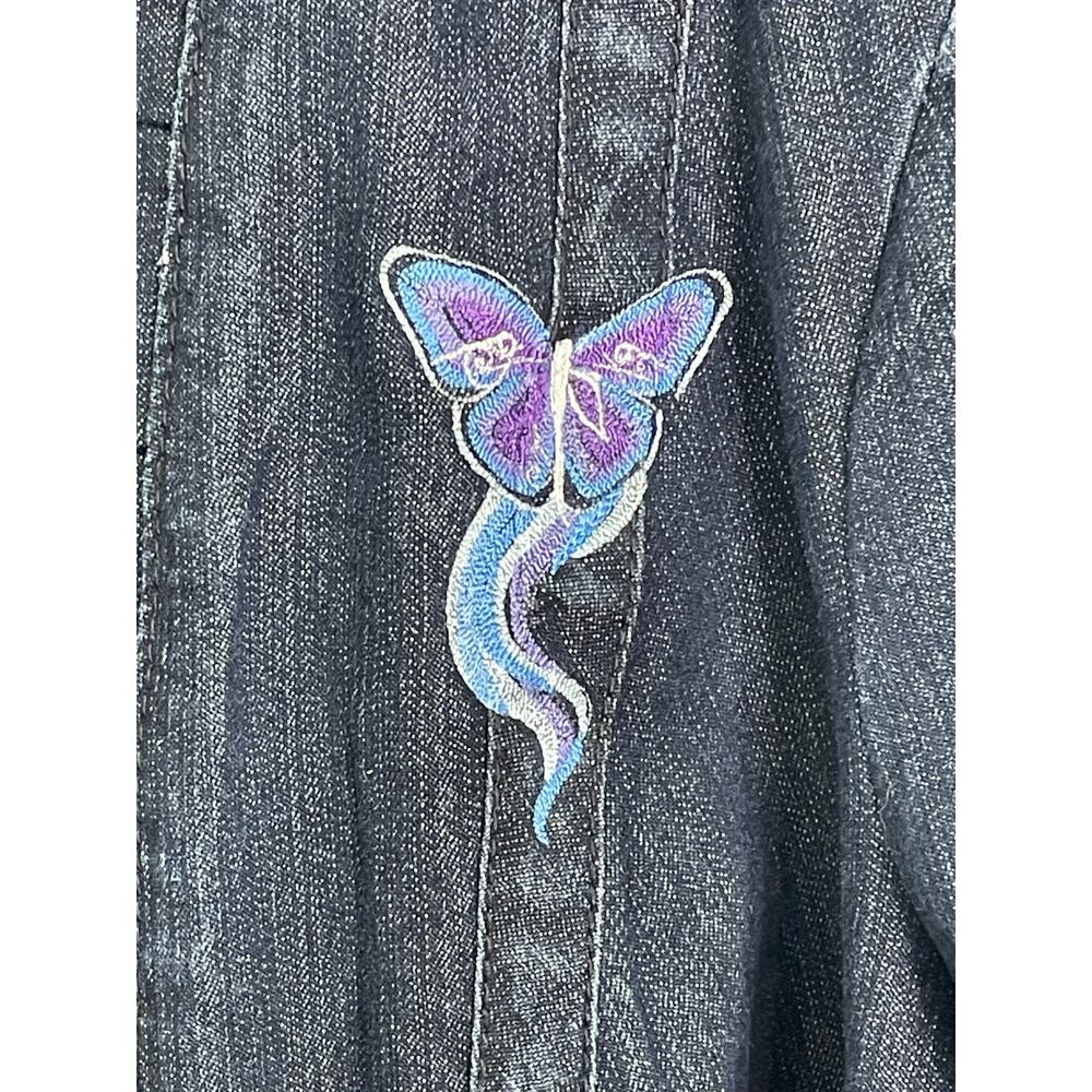 Vintage Christiana Zinn Denim Jacket 1X Embroidered Butterfly Fairygoth Y2K - Picture 2 of 5